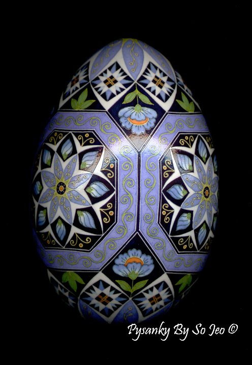 Blue Octagons Ukrainian Easter Egg Pysanky by So Jeo